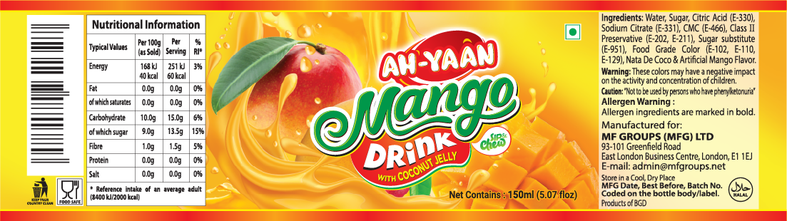 Label Design for AH-YAAN Mango Drink